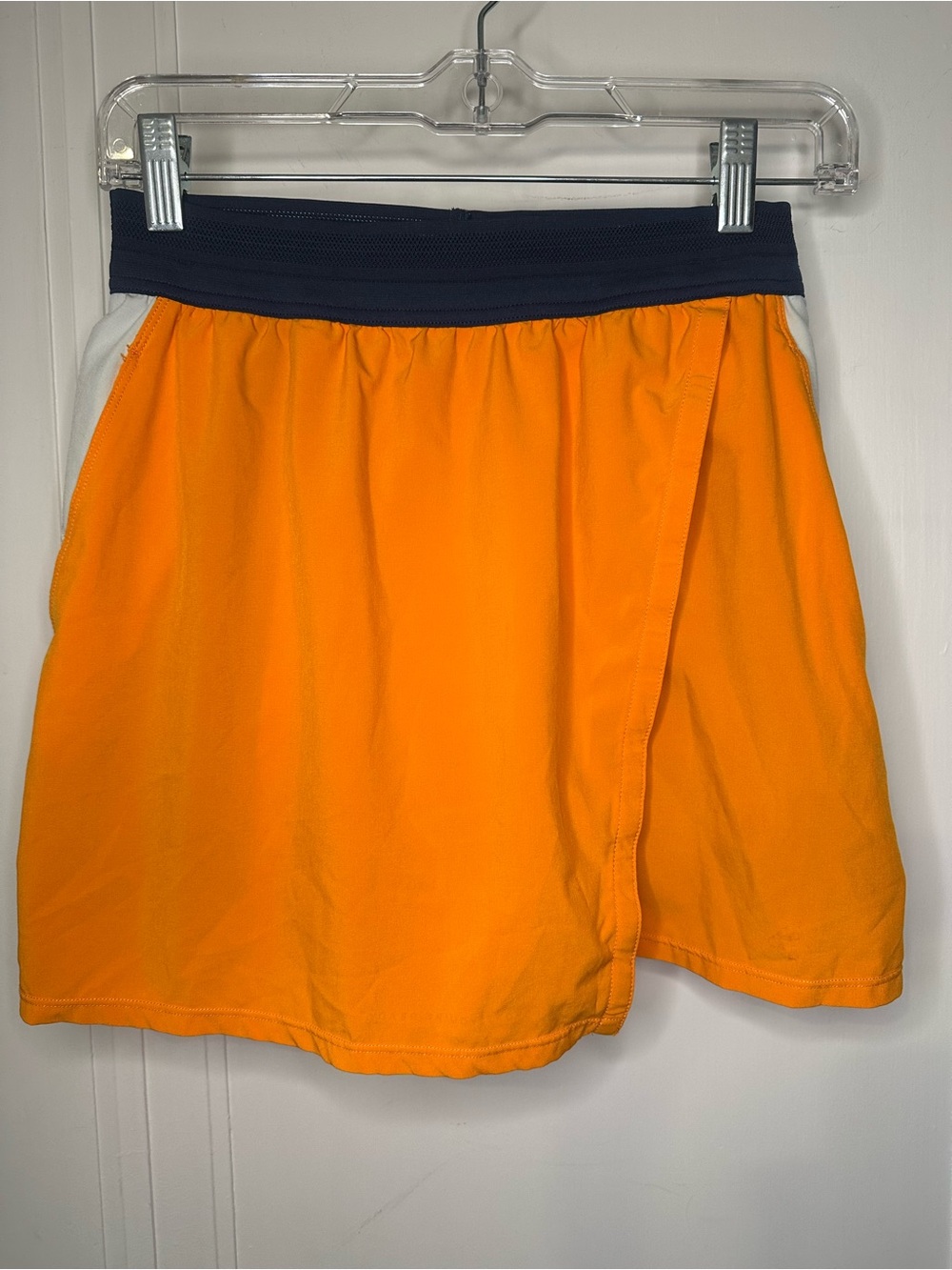 Women's Ace Tennis Skort Orange Athletic Skort with Navy Waistband